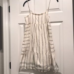 J. Crew short cream dress with denim blue stripes